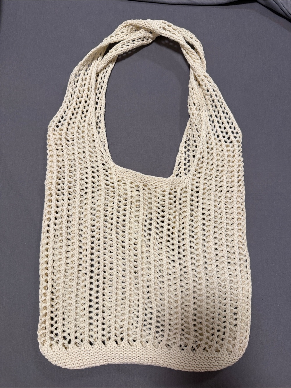 Handwoven Cream Crochet Tote Bag
